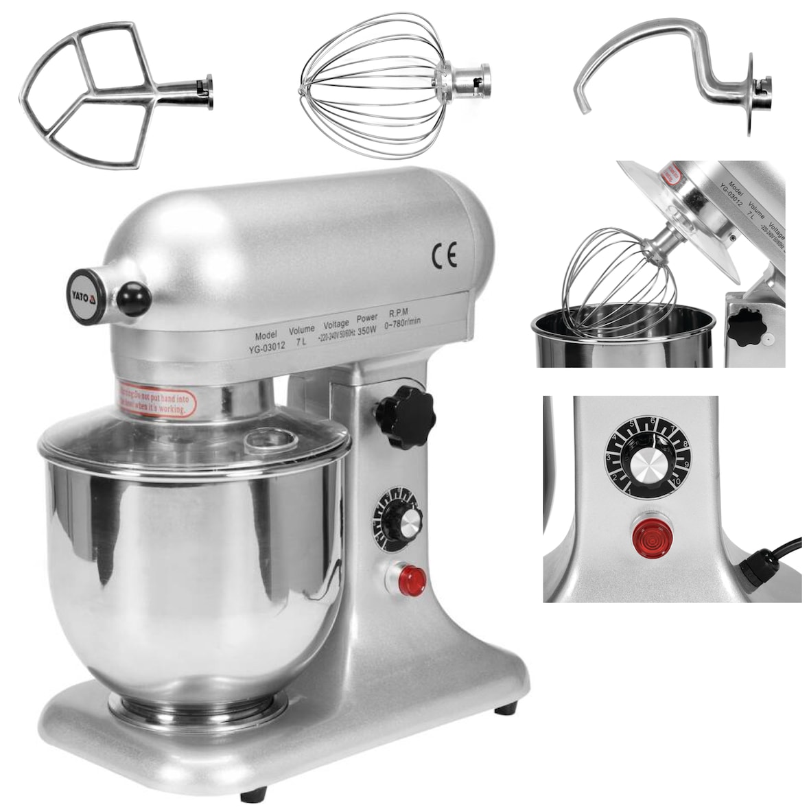 Gastro Küchenmaschine, Knetmaschine, Teigmaschine, 7L