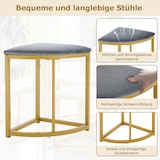 thumbnail of Essgruppe Esstisch Set rund mit 4 Stühlen 80x80x75 cm Weiß+Grau MDF Tischplatte Metallgestell samtgepolsterte Stühle platzsparend
