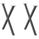thumbnail of vidaXL Esstischbeine X-Form 2 Stk. Anthrazit 80x(72-73) cm Stahl