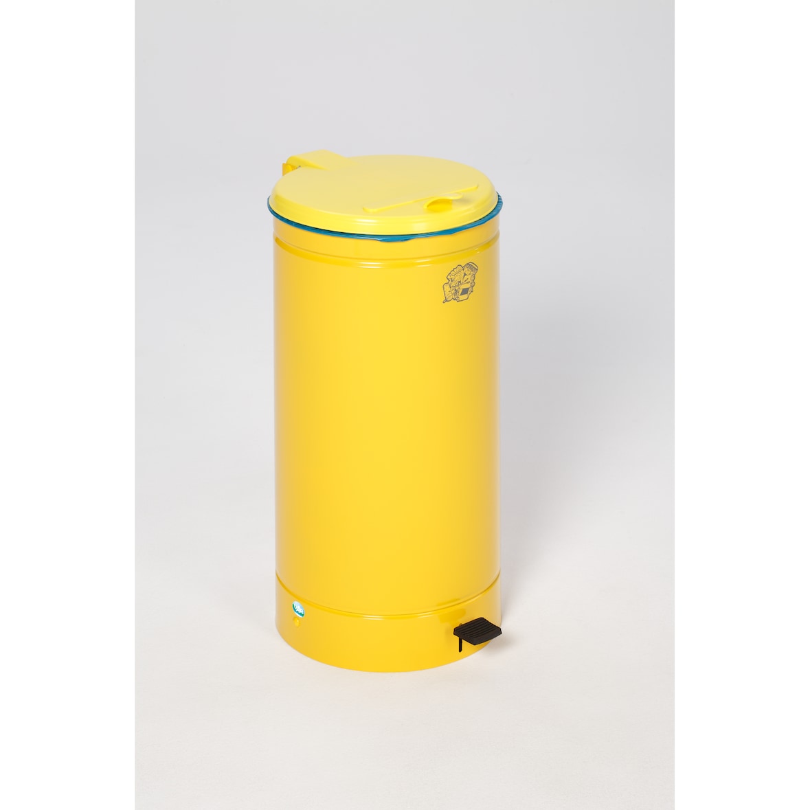 PROREGAL Großvolumiger Tretabfallsammler mit Euro-Pedal | für 60/70 Liter Säcke, HxBxT 70x45x45cm | Verzinkter Stahl | Gelb | Mülleimer Abfalleimer