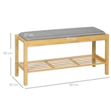 thumbnail of HOMCOM banco zapatero de bambú zapatero con asiento tapizado para 3 pares de zapatos con estante de listones para entrada pasillo 90x30x46 cm natural