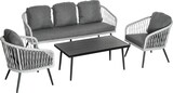 thumbnail of Outsunny Conjunto de Muebles de Ratán para Jardín 4 Piezas Mesa de Café de Aluminio Sofá de 3 Plazas y 2 Sillones con Cojines para Terraza Exterior