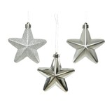 thumbnail of Christbaumschmuck Weihnachtsbaumschmuck Sterne bruchfest silber 6St.