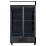 thumbnail of Frigorífico expositor para bebidas con panel iluminado, negro, 2 puertas de vidrio abatibles, 218 x 128 x 74 cm, con cerradura, 1040 L Vaiotec 11947