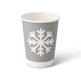 thumbnail of greenbox - Pappbecher doppelwandig Winter "Schneeflocke", 300 ml / 12 oz, Ø 90 mm, grau, 500 St.