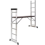 thumbnail of tectake scala multifunzionale in alluminio, ponteggio con ruote - argento - 401668