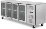 thumbnail of Romux® Kühltisch mit 4 Glastüren 223x70 cm mit Marmor-Arbeitsplatte und Luftkühlung | Theken Kühlschrank aus Edelstahl mit 553 L und 850 W
