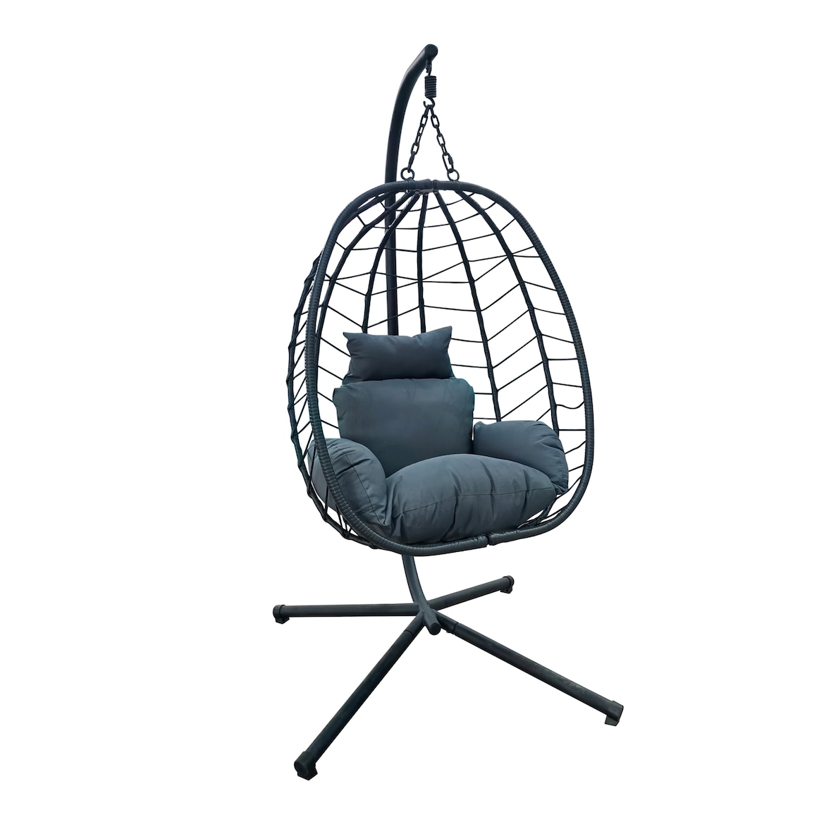 SVITA SHELLY Hängesessel mit Gestell Loungesessel Hängesitz Hängestuhl klappbar Hängekorb Hängeschaukel Outdoorsessel Grau