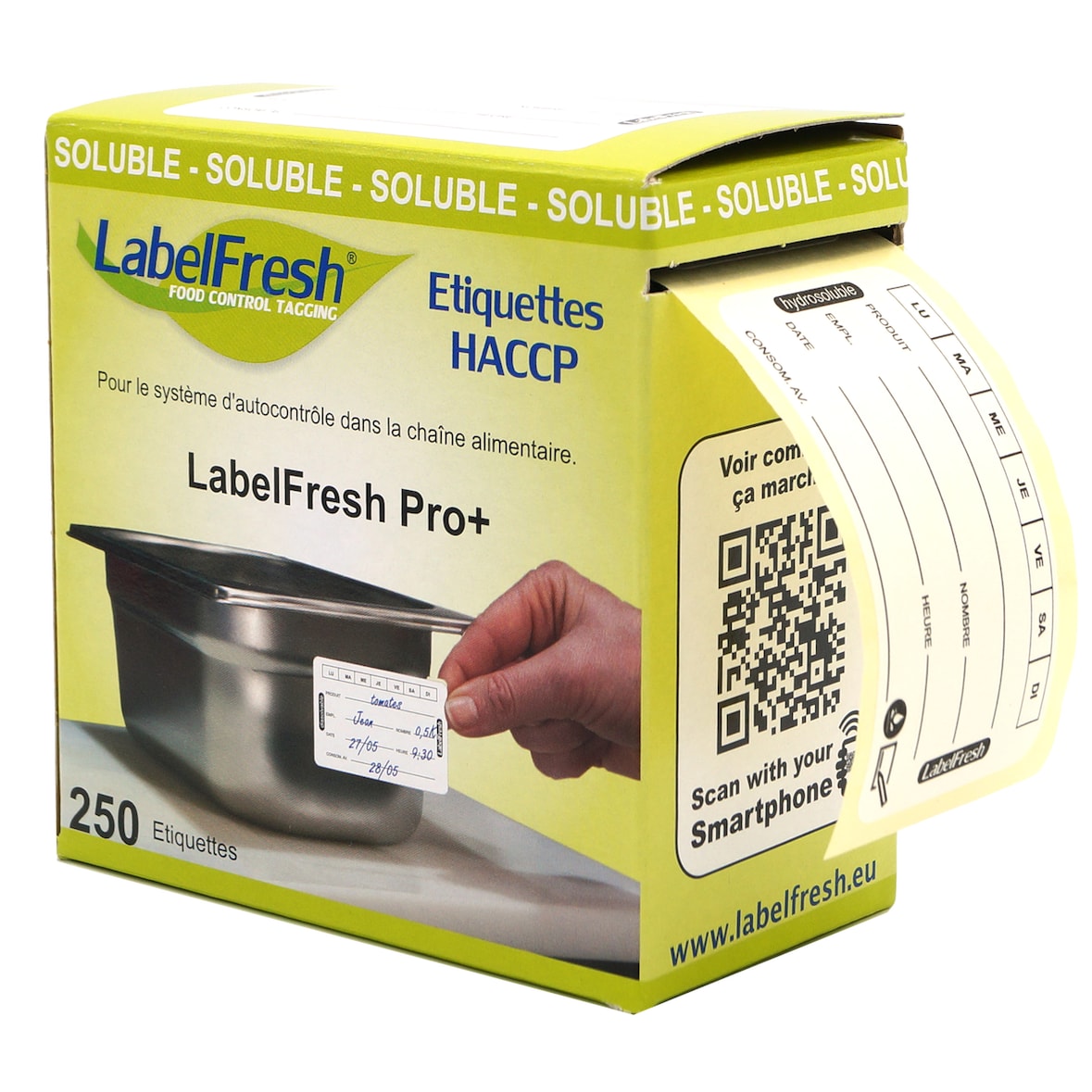 Labelfresh Etiquette HACCP soluble Pro+ 70 x 45 mm x 250