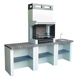 thumbnail of BBQ GLASS - Barbacoa simple construido con ladrillo gris y cemento, cemento pintado de blanco - 80x57x206cm