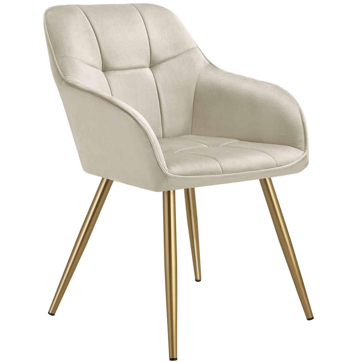 tectake Eetkamerstoel Marilyn, fluweellook, gecapitonneerd - creme/goud, per stuk - 405725