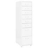 thumbnail of Décoshop26 - Caissons à tiroirs meuble de bureau sur roulettes 8 tiroirs 28 x 41 x 109 cm en métal blanc DEC024567