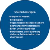 thumbnail of Aushang, 5 Sicherheitsregeln (kreisförmig) - deutsch - 200 mm Folie selbstklebend