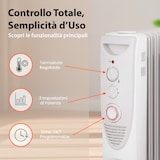 thumbnail of Radiatore ad Olio 2500W con 11 Elementi Riscaldanti 3 Livelli di Calore Termostato Regolabile Timer 24 Ore Protezione di Sicurezza 50x24x62 Cm Bianco