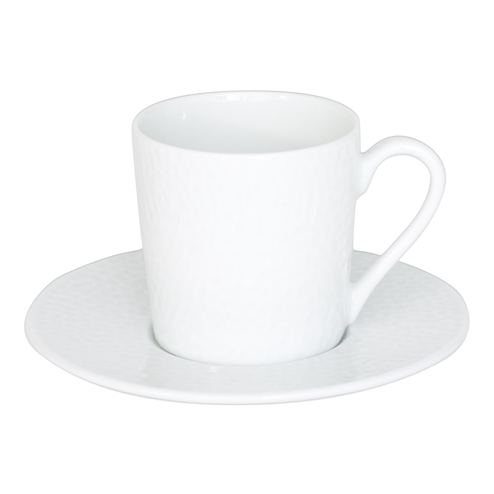 Tasse à café et sa sous-tasse Louna 12 cl -  12.00 cl Blanc Rond Porcelaine Table Passion 6.00x6.00 cm