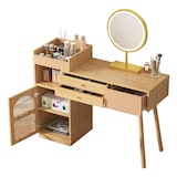 thumbnail of Schminktisch-Set 120x40x90 cm mit LED-Spiegel und 3-Farbiger Beleuchtung, Kosmetiktisch aus Holz in Natur