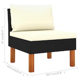 thumbnail of vidaXL Mittelsofas 3 Stk. Poly Rattan und Eukalyptus Massivholz