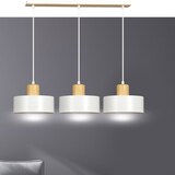 thumbnail of Sospensione Nordica 3 Luci Surya In Acciaio Bianco E Legno