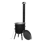 thumbnail of Ø40 Uchag 2mm stahl Utschak mit Abzugsrohr Utschag Outdoorofen 12L Gusseisen Kazan mit Gusseisen Deckel-Grillpfanne Kasan Feuerstelle Feldküche