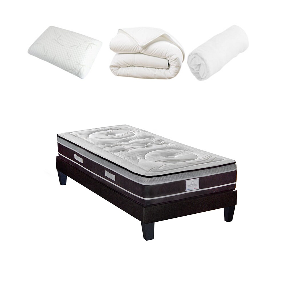 Ensemble  Matelas Ressorts ensachés + Sommier + Accessoires 90x190 cm DIVIN HYPSOM