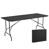 thumbnail of Rekkem faltbare Gartengarnitur HDPE-Tisch 180 x 75 x 74cm Schwarz und Stühle 40 x 45 x 81cm x8 Schwarz