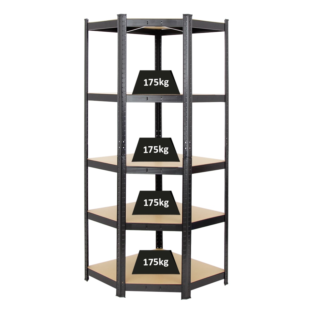 PROREGAL Eckregal Ragnar | HxBxT 180x70x40 cm | Fachlast 175kg | Schwarz | Schwerlastregal Stecksystem Lagerregal Regalsystem