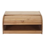 thumbnail of Brotkasten HWC-B80, Brotkiste Brotbehälter Brotkorb Brotaufbewahrung, Bambus Rolldeckel ~ 17x40x28cm, ohne Schublade