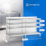 thumbnail of Royal Catering - Royal Catering Comptoir de bar - inox - 200 x 60 x 105 cm - 4 étagères - dosseret Station de bar Table de préparation Comptoir