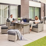 thumbnail of HOME DELUXE - Polyrattan Sitzgruppe BAHIA- inkl. Hocker, Tisch mit Glasplatte und Sitzpolster I Loungemöbel, Outdoor Sofa, Garten- & Balkonmöbel