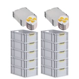 thumbnail of PROREGAL 10x Eurobox NextGen Color mit Auflagedeckel & Schiebeschnappverschlüsse | HxBxT 22x40x60cm | 44L | Griffe gelb offen