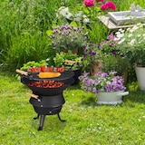 thumbnail of Relaxdays Grillfass Gusseisen, höhenverstellbarer Grillrost, Belüftung, Fassgrill für Holzkohle, HBT 40x45x36cm, schwarz