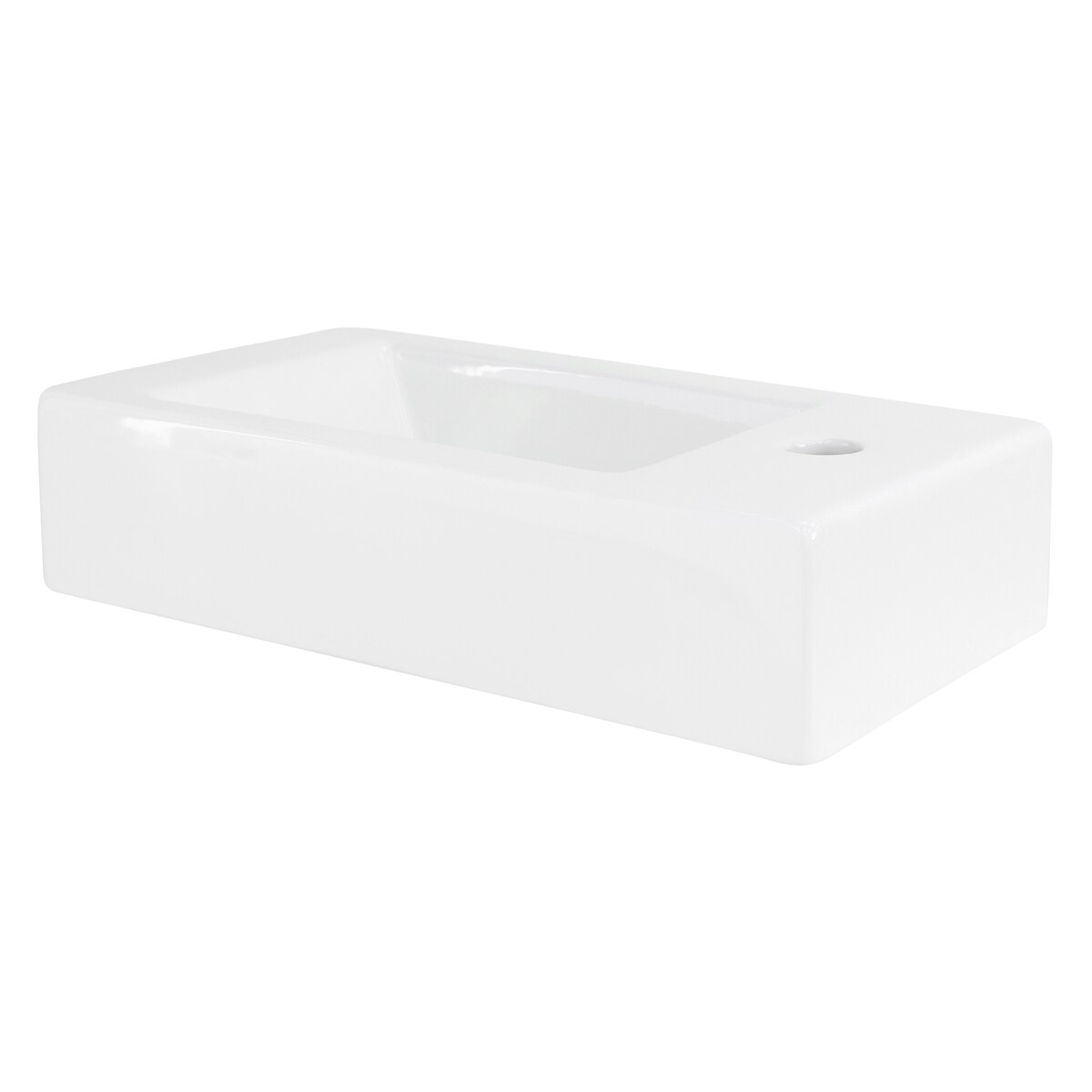 LuxeBath ML-Design Mini-Waschbecken Keramik Weiß 46 × 26 × 11 cm, eckig, klein, Hahnloch rechts – Wand-/Aufsatzwaschbecken