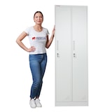 thumbnail of PROREGAL Spind Schrank ELEPHANT Metall 2 Abteile 180x60x50cm Kleiderstange & Kleiderhaken Lichtgrau Spindschrank Kleiderschrank Metallschrank