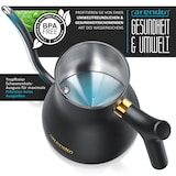 thumbnail of Arendo Edelstahl Wasserkocher mit Temperatureinstellung, 40° bis 100°, Warmhaltefunktion, Zwischenmessungen, 0,5 Liter, asiatisches Design