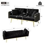 thumbnail of Schlafsofa 175x80 cm aus Samt mit verstellbarer Rückenlehne – elegantes Design für Wohnzimmer und Gästezimmer Schwarz