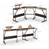 thumbnail of COSTWAY Mesa de Canto em Forma de L Reversível com Suporte para Monitor e Estação de Carregamento, Mesa de Canto, Mesa de Computador para Jogos