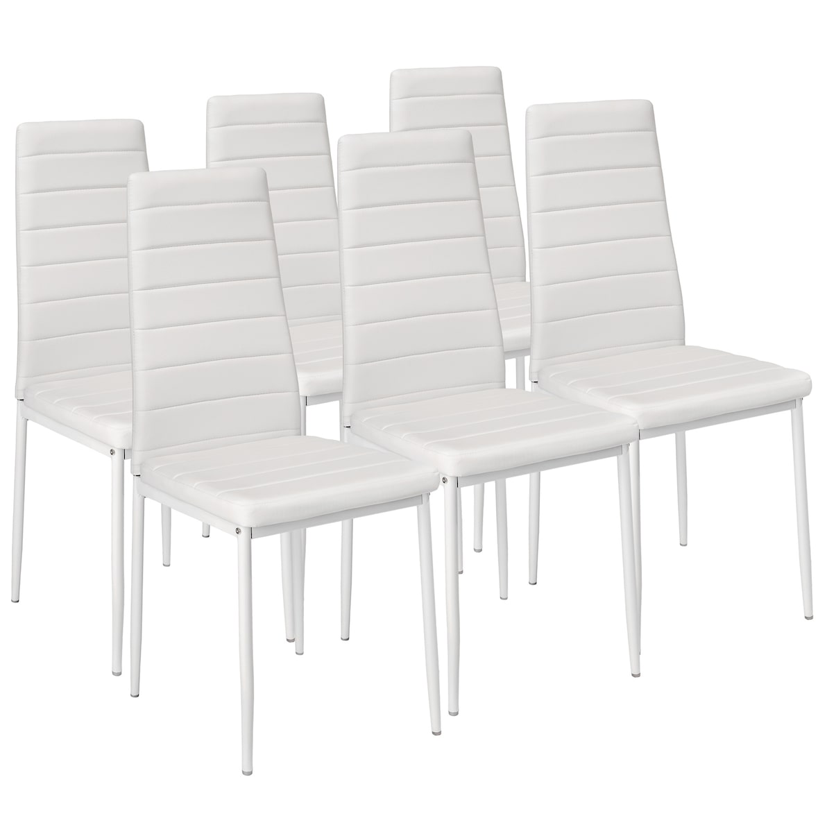 tectake 6 sedie da sala da pranzo in pelle sintetica - bianco - 401850