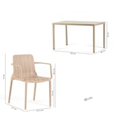 thumbnail of Ensemble de salle à manger extérieur Table rectangulaire 130x80 cm et 6 chaises avec accoudoirs, résistant, pour terrasses, jardins-Zeno+Ginny-Caramel