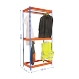 thumbnail of Simonclothing kledingrek 2 planken. Kleur BLAUW/ORANJE 3000x1500x750 mm
