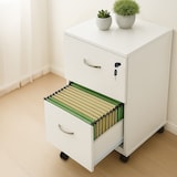 thumbnail of Relaxdays Rollcontainer, 2 Schubladen mit Hängeregister, HxBxT: 72 x 43 x 46 cm, abschließbarer Aktenschrank, weiß