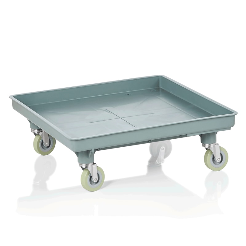 3x Transportwagen 53 x 53 cm, 4 schwenkbare Rollen, Edelstahl, Polypropylen