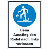 thumbnail of Beim Ausstieg den Rodel nach links verlassen Aufkleber A7 (74x105mm)