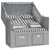 thumbnail of vidaXL Strandkorb mit Kissen Poly Rattan und Massivholz Grau & Weiß