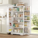 thumbnail of Küchenschrank 60x35x128 cm Weiß mit LED-Sensorleuchte, höhenverstellbaren Einlegeböden und Platz für Küchenutensilien