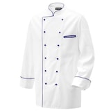 thumbnail of 203 - Kochjacke weiß langarm mit Paspel in verschiedenen Farben : navy 100% Baumwolle 230 g/m² (15) L