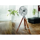 thumbnail of Tarrington House Ventilateur sur pied SF1223W, métal / bois, Ø 39 x 127 cm, 3 vitesses, avec trépied, argent / marron