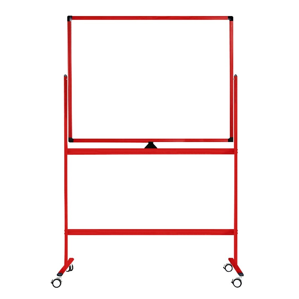 Verrijdbaar whiteboard - Dubbelzijdig en magnetisch - 100x150 cm - Rood