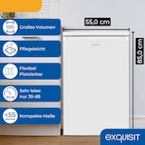 thumbnail of Exquisit Kühlschrank ohne Gefrierfach, 126 Liter, 55 cm Breit, Freistehend, Kompakt, Temperaturregelung, LED-Licht, KS516-V-040D weiss