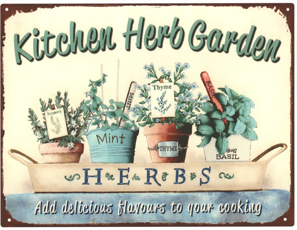Deko Blechschild Küche Kitchen Herb Garten Metallschild Retro Vintage-Design zur Dekoration Wanddekoration
