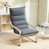 thumbnail of HOMCOM sillón de salón moderno butaca de salón con respaldo alto reposabrazos y patas de madera tapizado en terciopelo gris